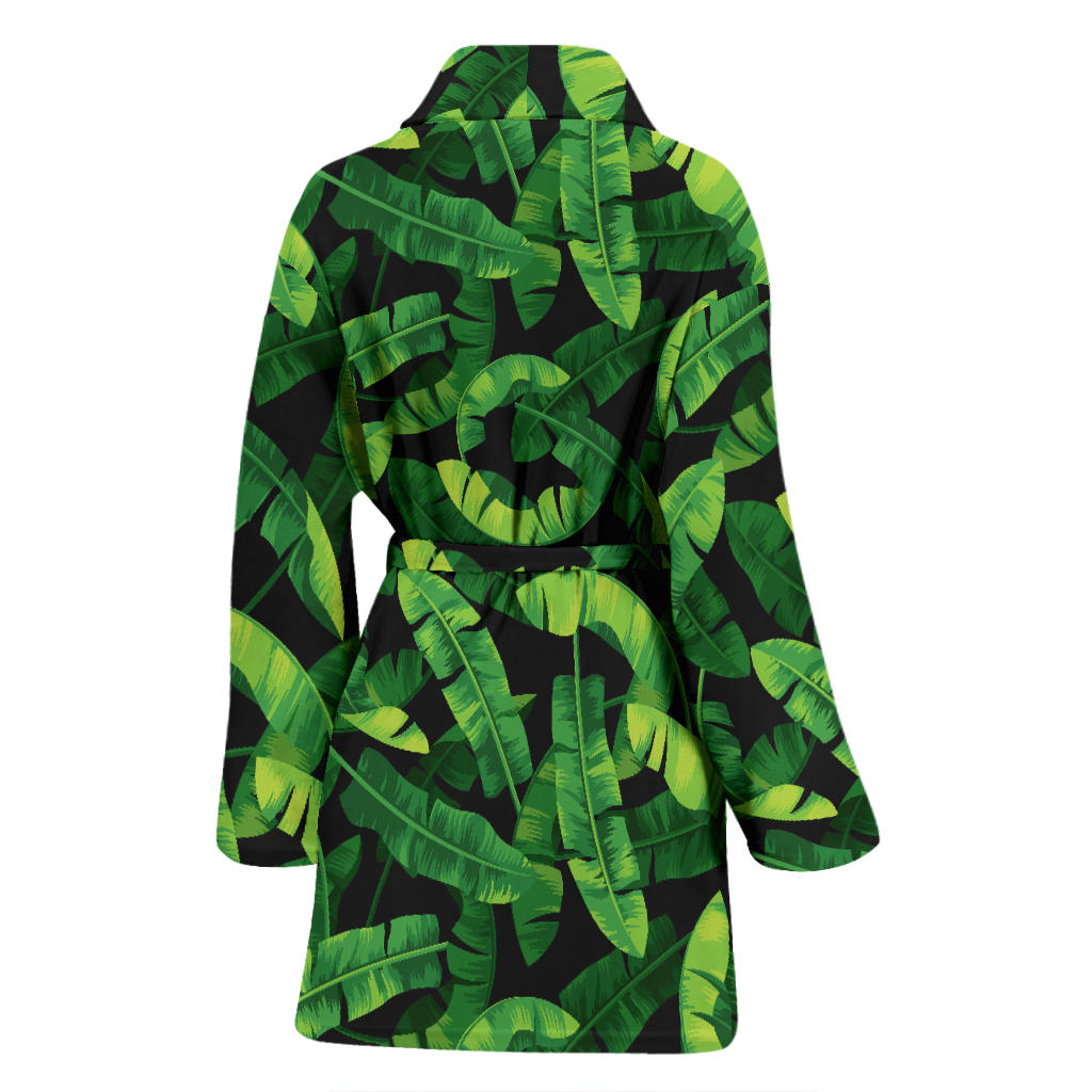 Banana Leaf Pattern Print Design 02 Women Bathrobe