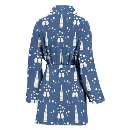 Champagne Pattern Print Design 05 Women Bathrobe