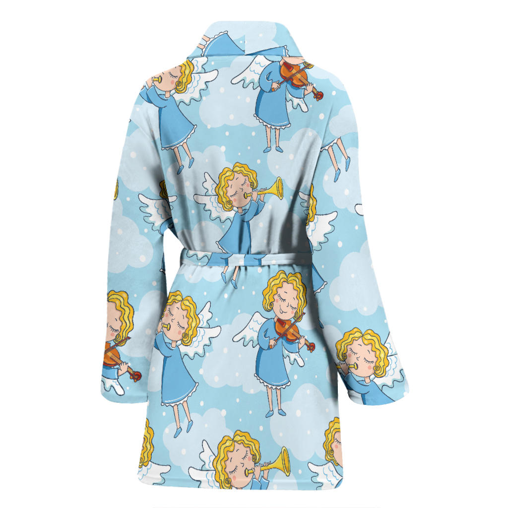 Angel Musician Pattern Print Design 09 Women Bathrobe