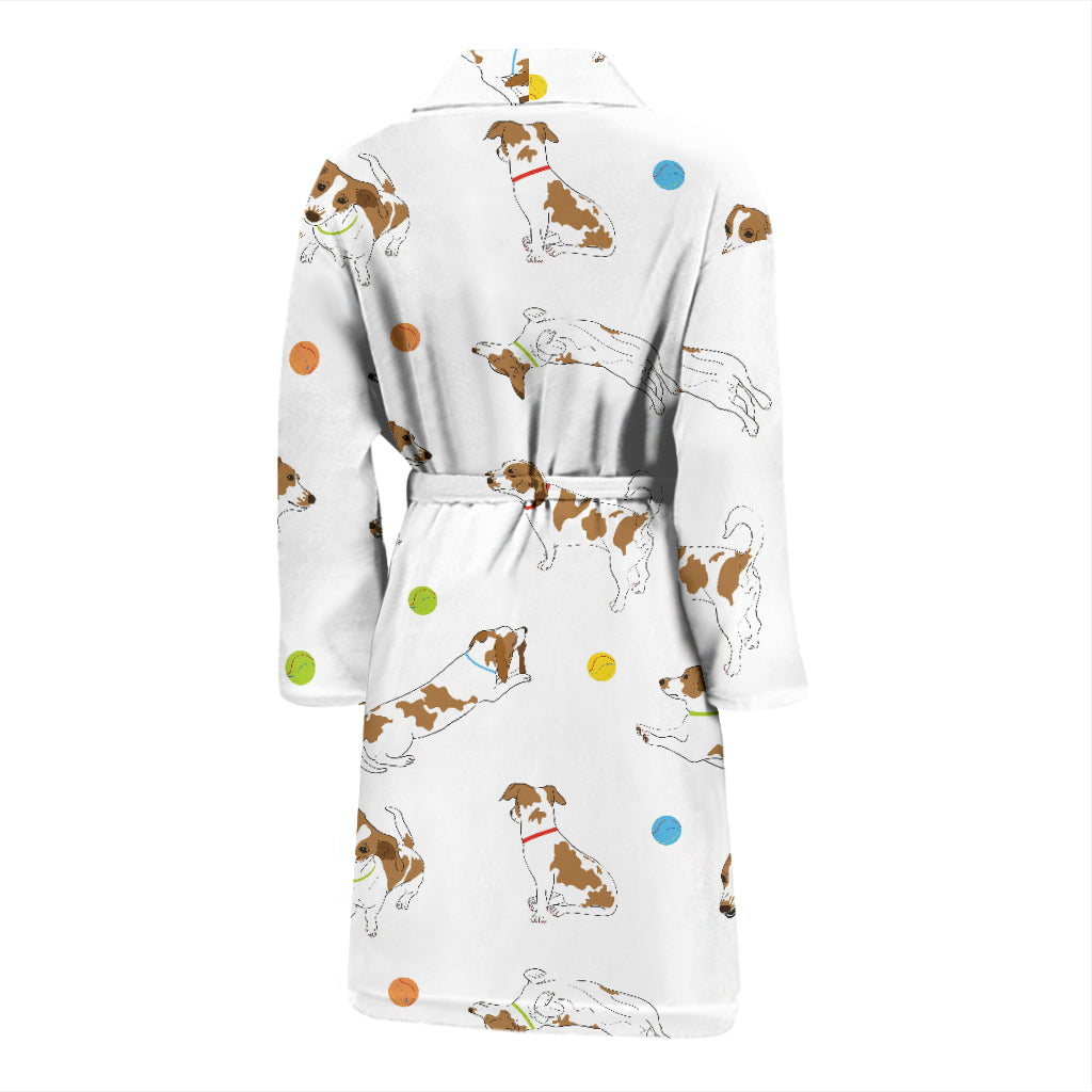 Russell Terriers With Balls Print Design LKS307 Men Bathrobe