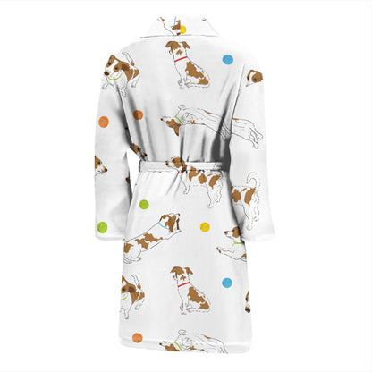 Russell Terriers With Balls Print Design LKS307 Men Bathrobe