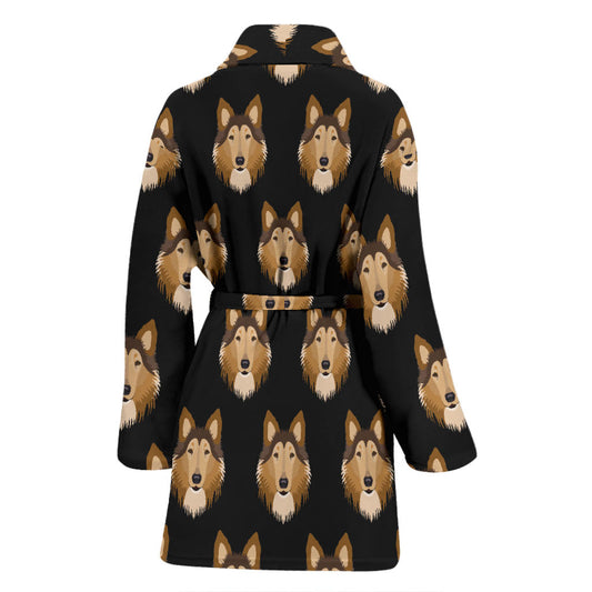 Collies Pattern Print Design 01 Women Bathrobe