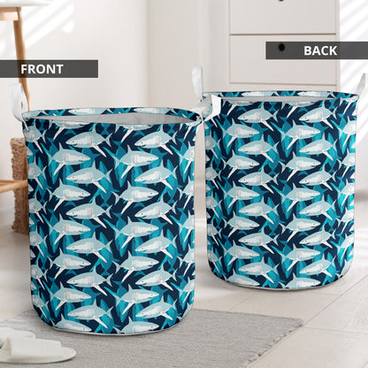 Shark Design Print Laundry Basket