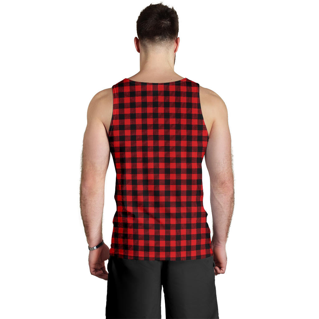 Red Black Buffalo Tartan Plaid Pattern Men Tank Top