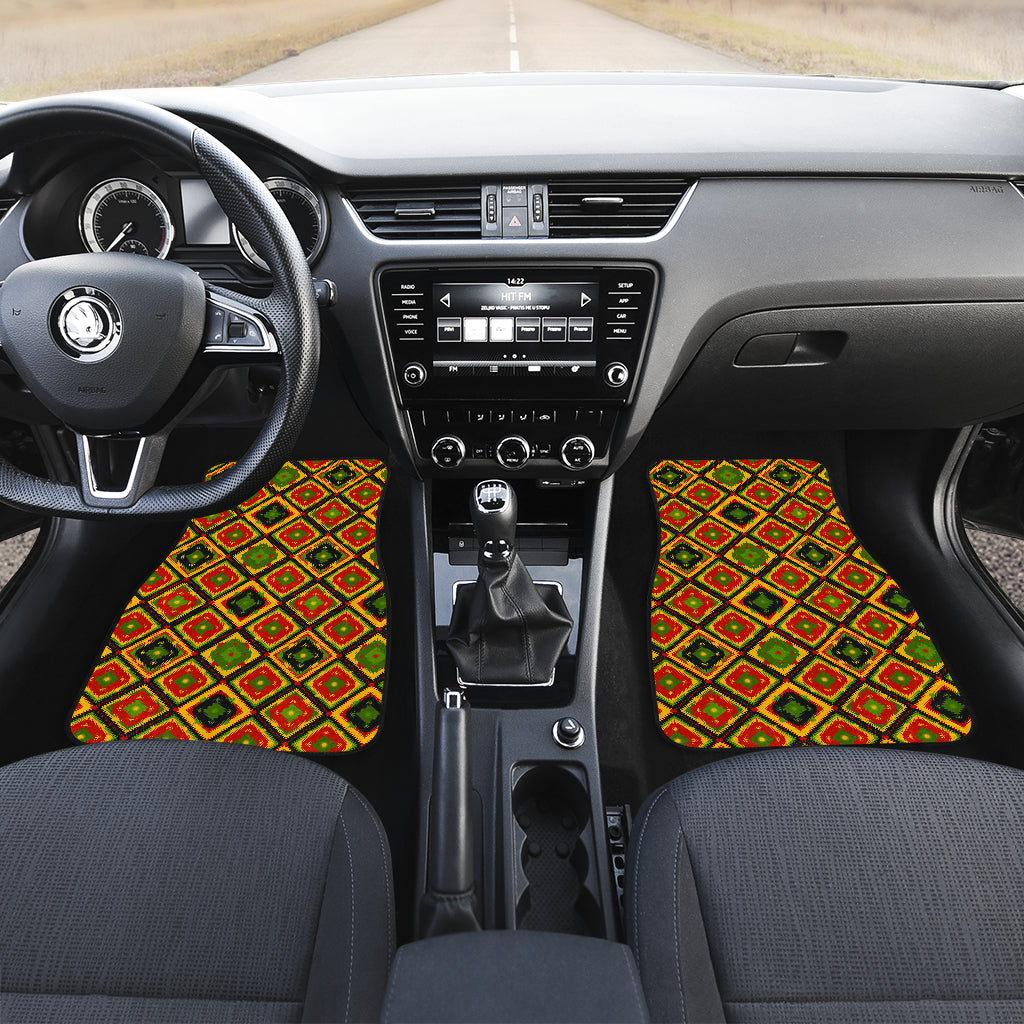 Rasta Reggae Color Pattern Car Floor Mats Front Back