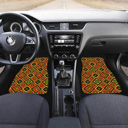 Rasta Reggae Color Pattern Car Floor Mats Front Back