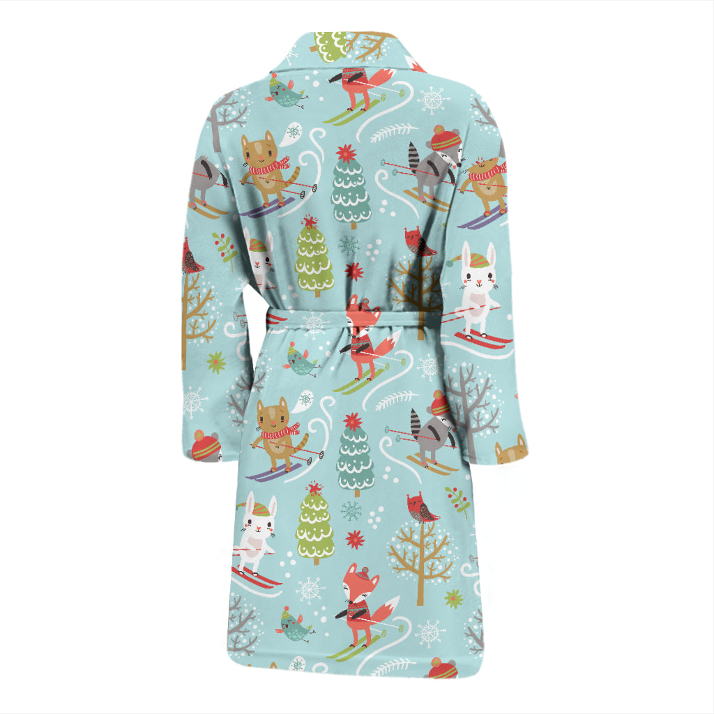 Ski Fox Cute Print Design LKS303 Men Bathrobe