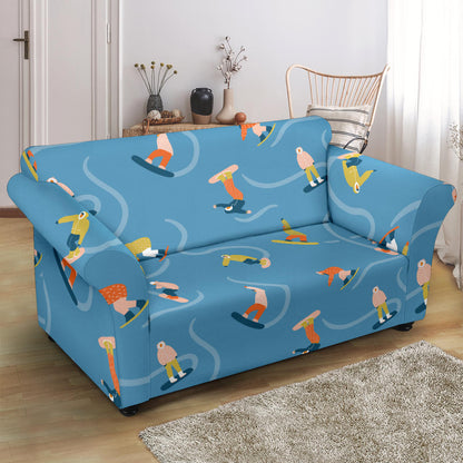 Snowboard Print Design LKS303 Loveseat Couch Slipcover