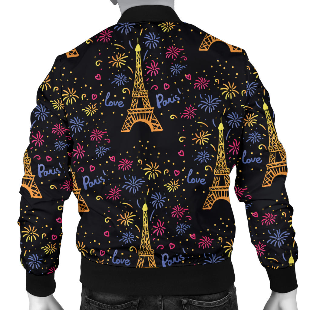 Eiffel Tower Love Paris Print Men Bomber Jacket