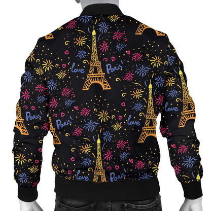Eiffel Tower Love Paris Print Men Bomber Jacket