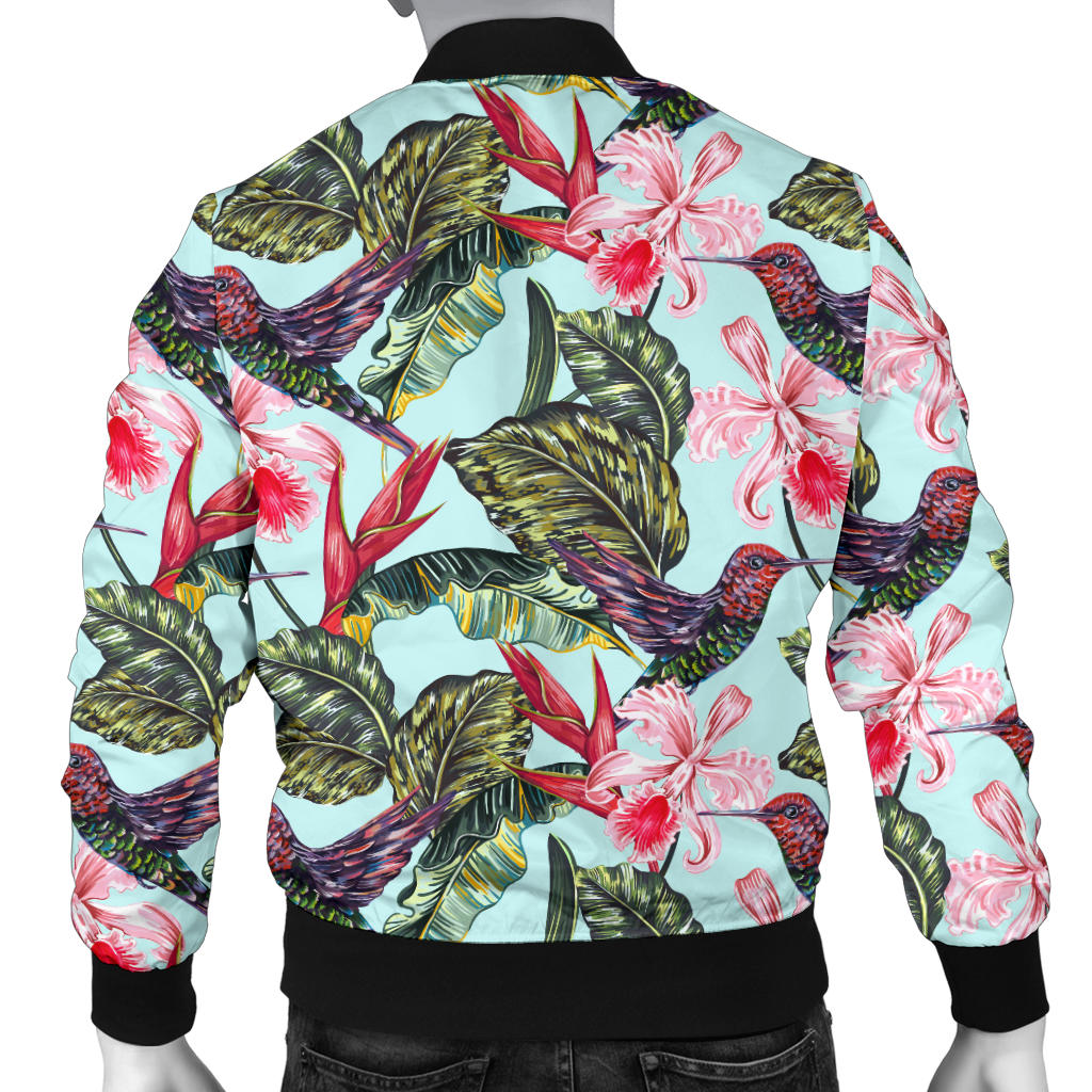 Hummingbird Cute Themed Print Men Bomber Jacket