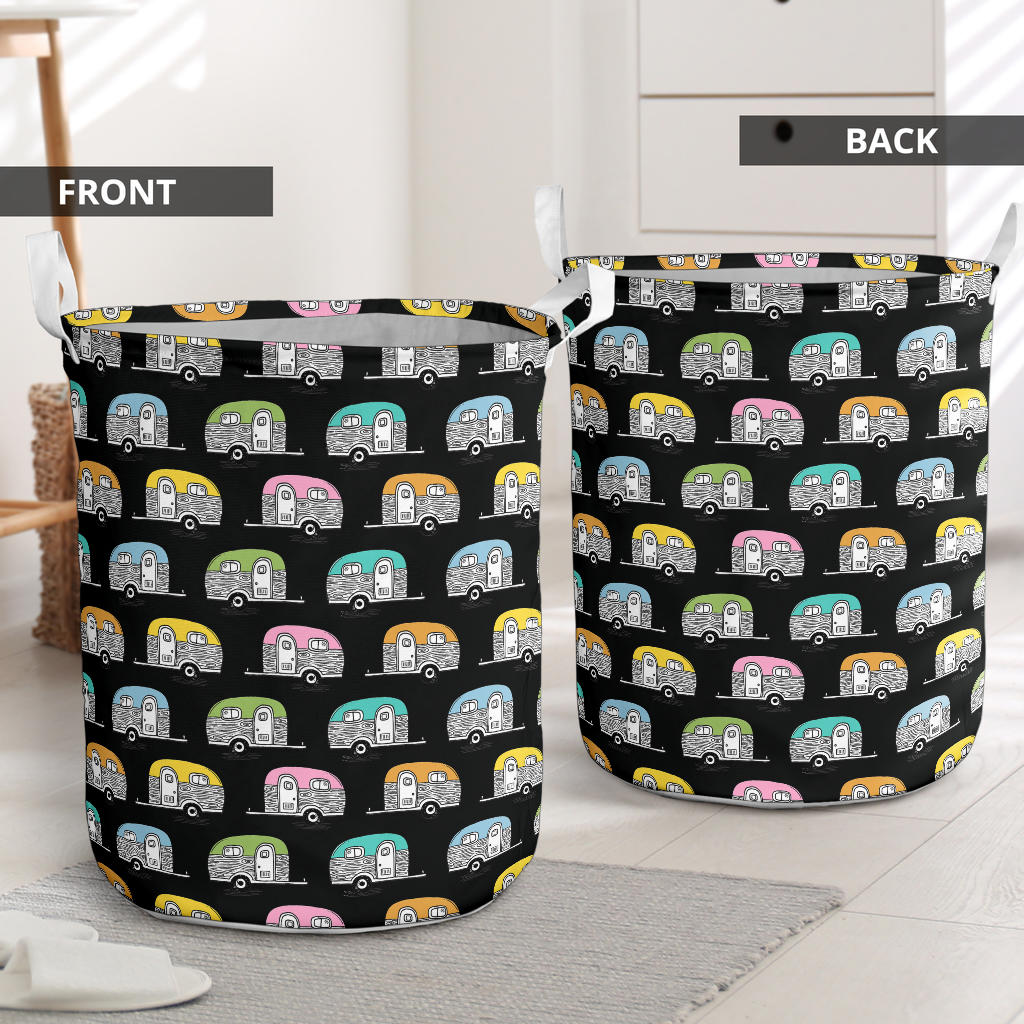 Camper Pattern Camping Themed No 2 Print Laundry Basket