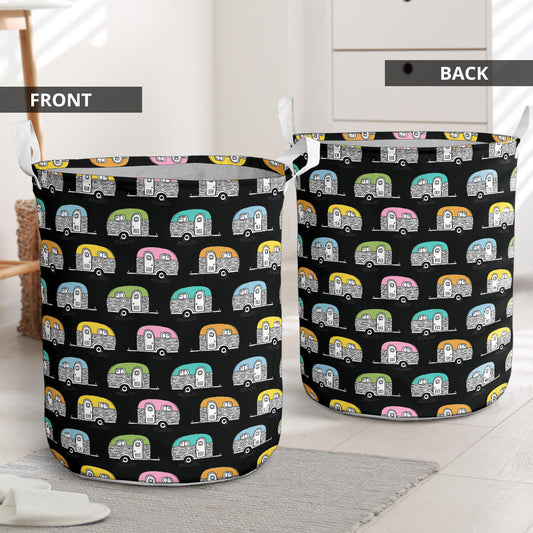 Camper Pattern Camping Themed No 2 Print Laundry Basket