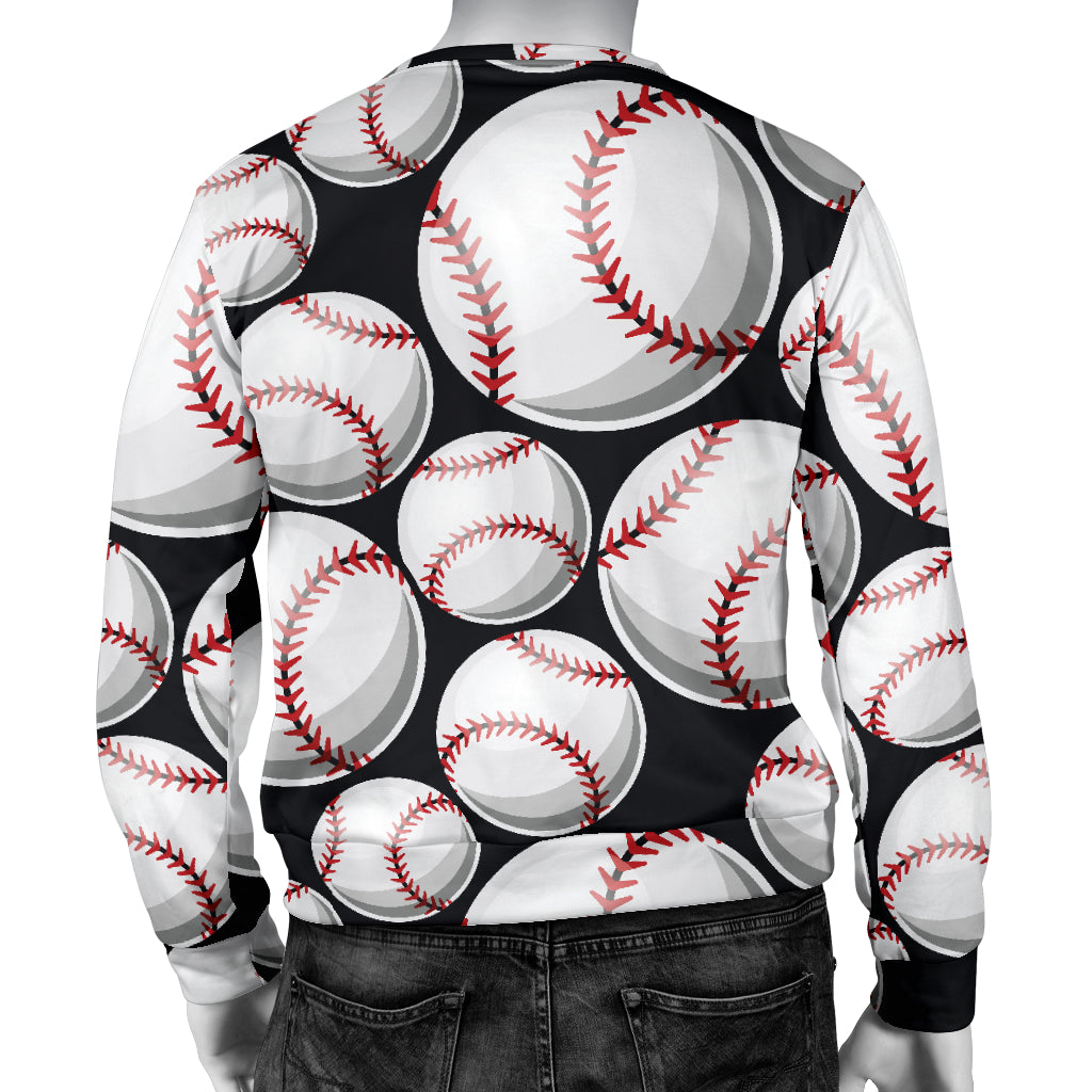 Baseball Black Background Men Long Sleeve Sweatshirt