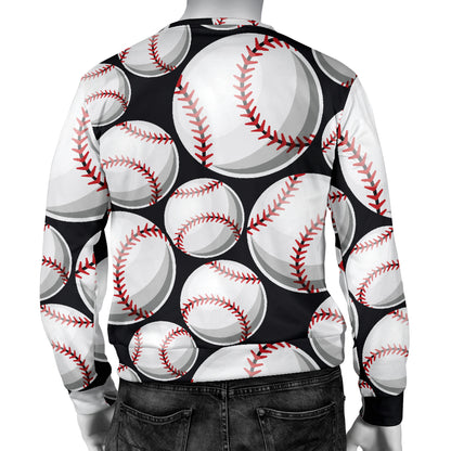 Baseball Black Background Men Long Sleeve Sweatshirt