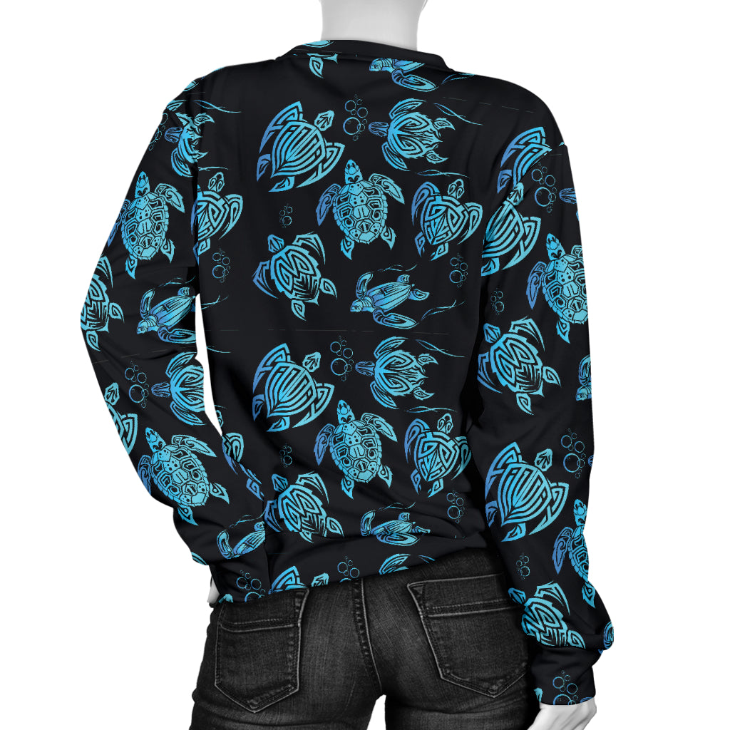 Tribal Turtle Polynesian Themed Design Women Long Sleeve Sweatshirt