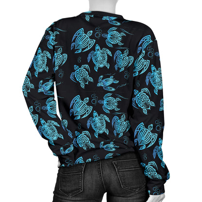 Tribal Turtle Polynesian Themed Design Women Long Sleeve Sweatshirt