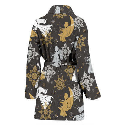 Angel Pattern Print Design 04 Women Bathrobe