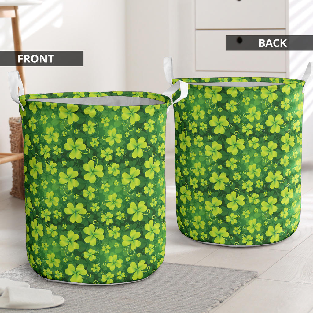 Shamrock Clover Print Laundry Basket