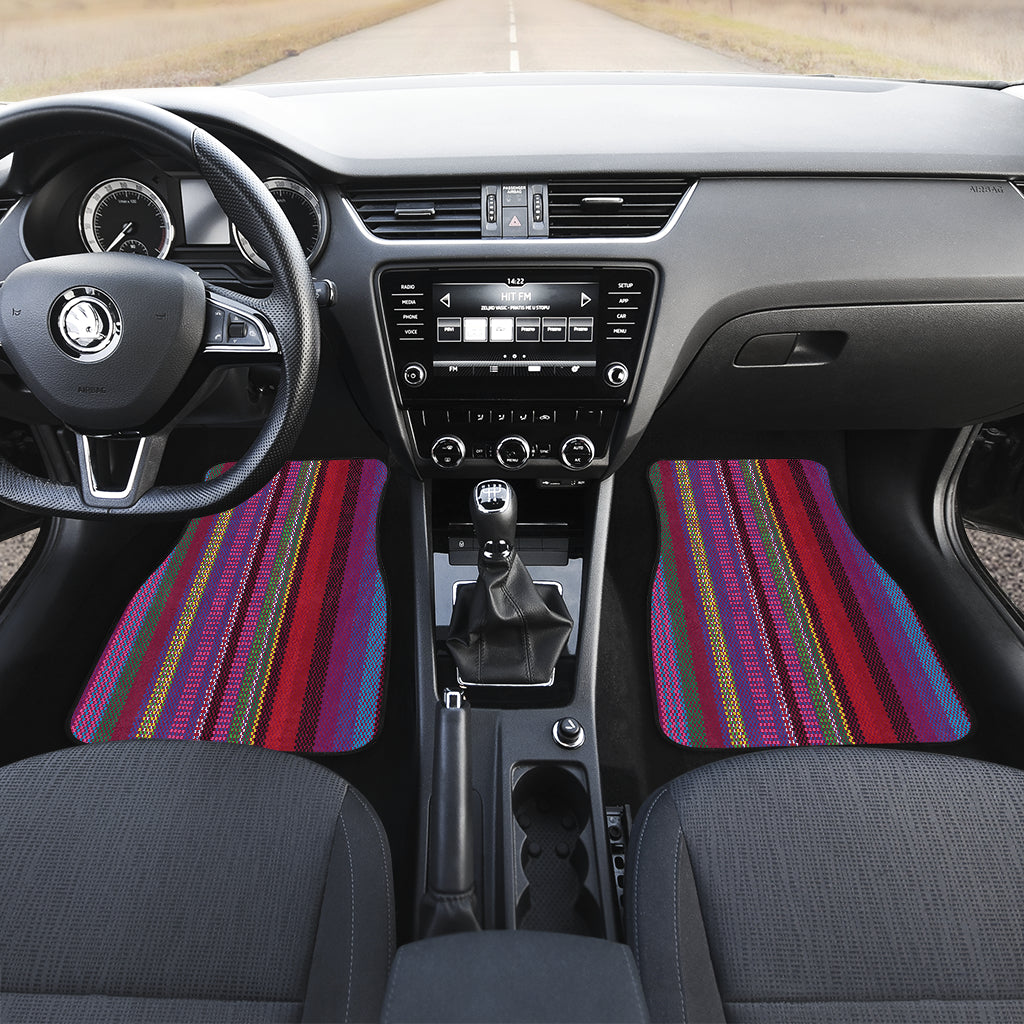 Serape Stripe Print Car Floor Mats Front Back