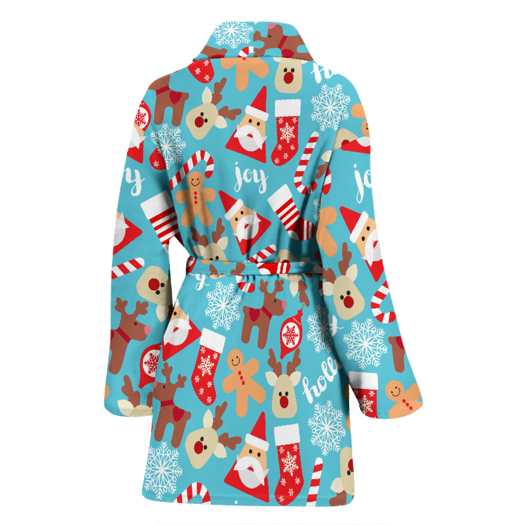 Santa Christmas Themed Print Design LKS306 Women Bathrobe