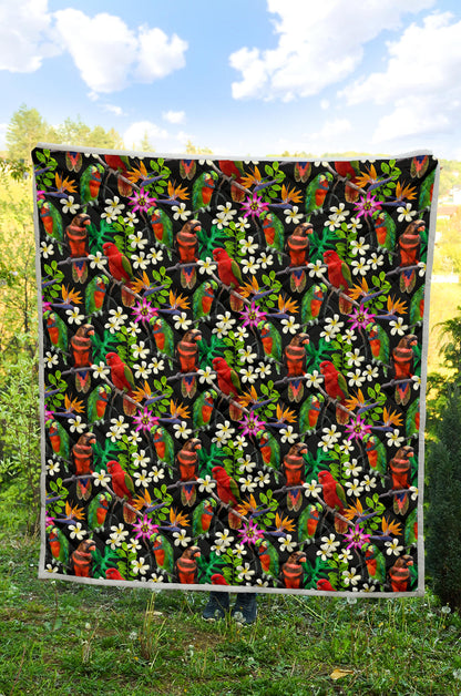 Parrot Design Print Quilt Bedspread