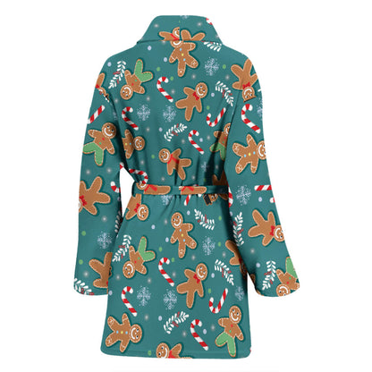 Gingerbread Pattern Print Design 05 Women Bathrobe