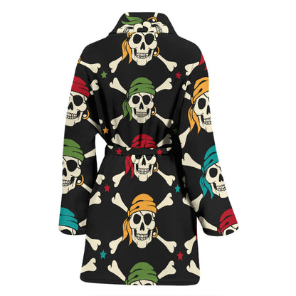 Pirate Pattern Print Design A01 Women Bathrobe