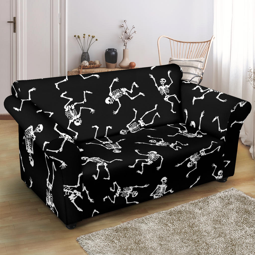 Skeleton Print Design LKS305 Loveseat Couch Slipcover