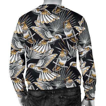 Hummingbird Gold Design Themed Print Men Long Sleeve Sweatshirt