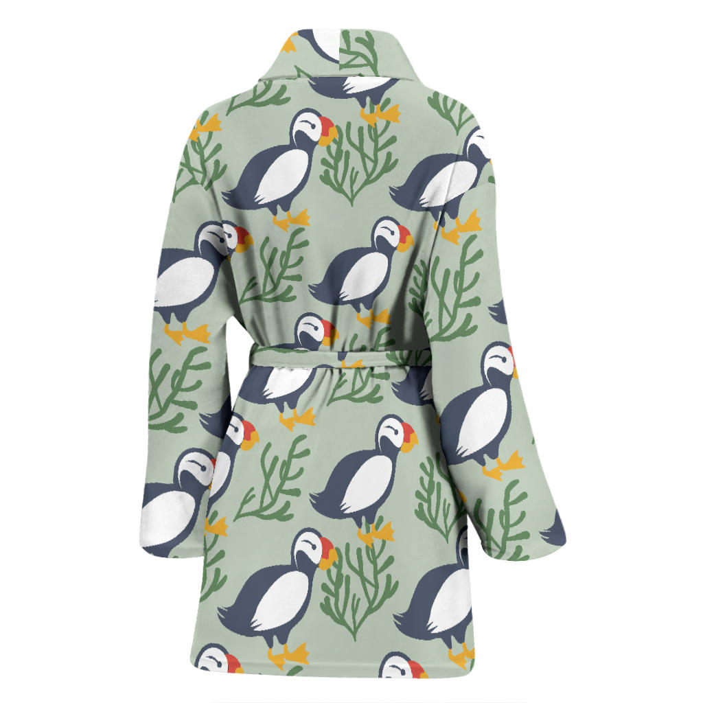Puffin Pattern Print Design A04 Women Bathrobe