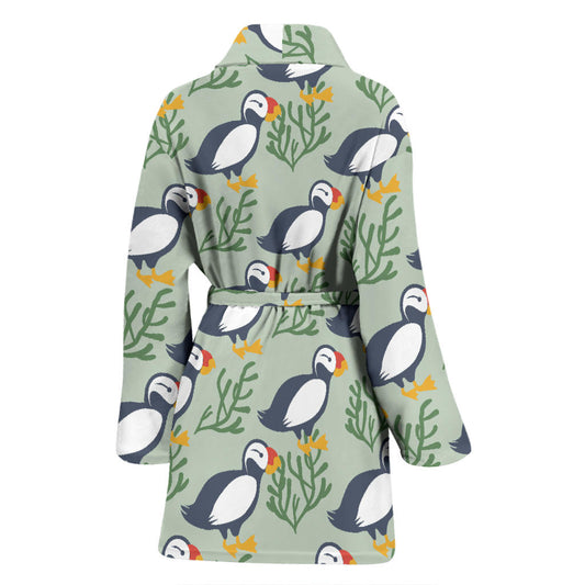 Puffin Pattern Print Design A04 Women Bathrobe