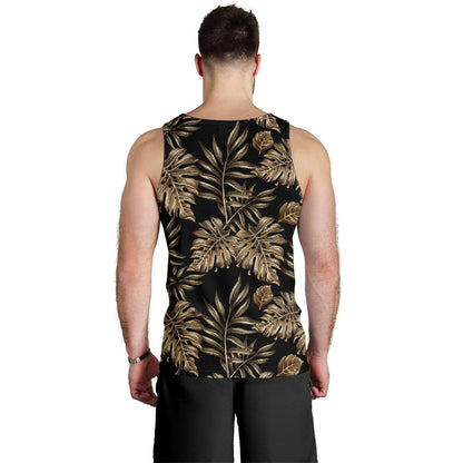 Brown Tropical Palm Leaves Men Tank Top