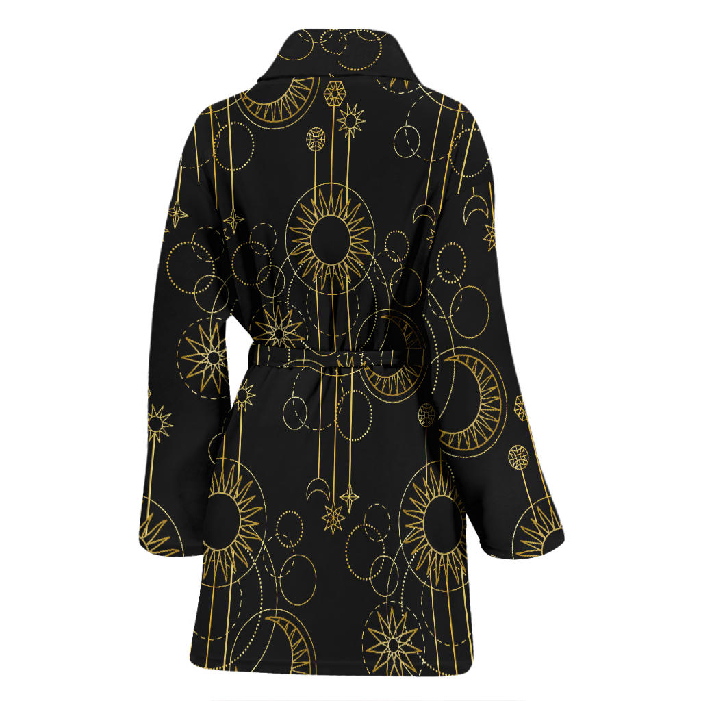 Moon Boho Style Pattern Print Design 01 Women Bathrobe