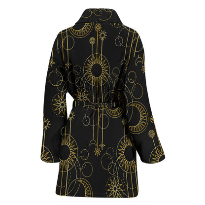 Moon Boho Style Pattern Print Design 01 Women Bathrobe