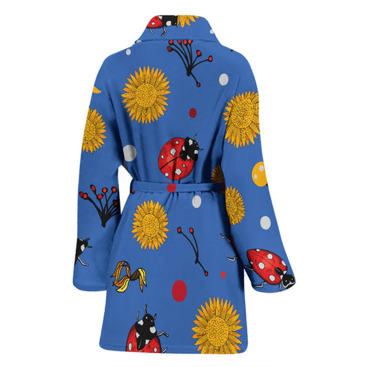 Ladybug Pattern Print Design 05 Women Bathrobe
