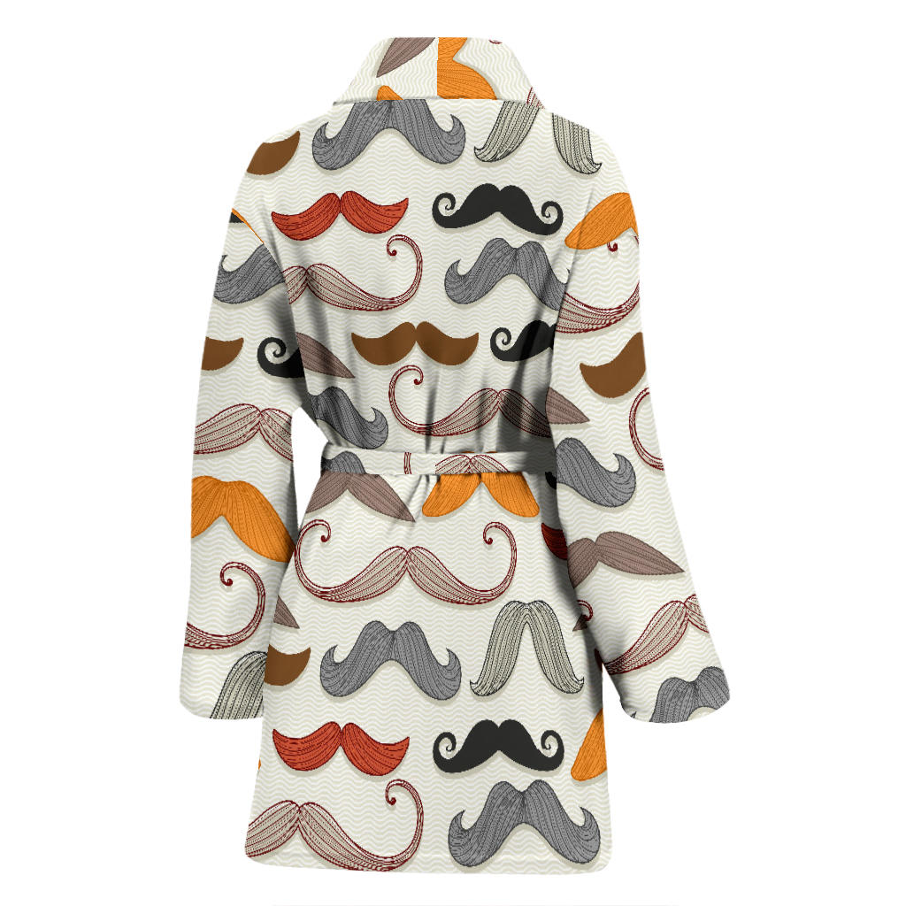 Mustache Pattern Print Design A02 Women Bathrobe