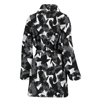 Crow Pattern Print Design 01 Women Bathrobe