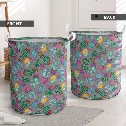 Cactus Colorful Print Pattern Laundry Basket