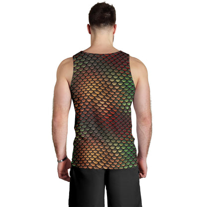 Snake Skin Colorful Print Men Tank Top