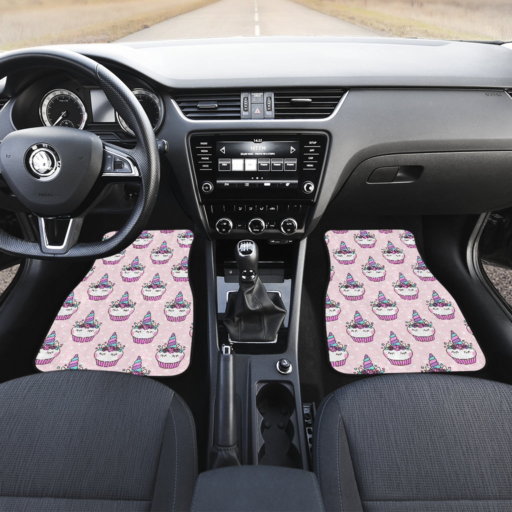 Cupcakes Unicorn Print Pattern Car Floor Mats Front Back