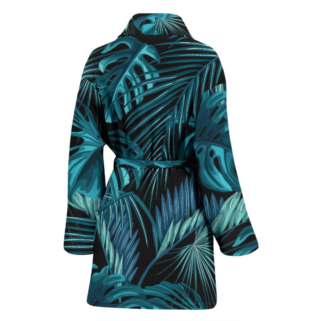 Palm Leaf Pattern Print Design A03 Women Bathrobe