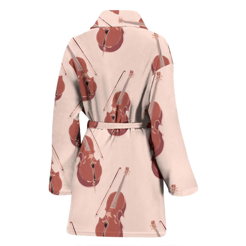 Cello Pattern Print Design 03 Women Bathrobe