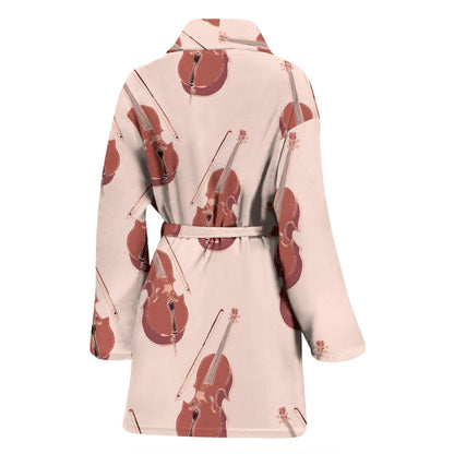 Cello Pattern Print Design 03 Women Bathrobe