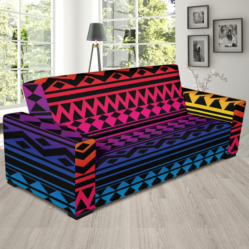 Rainbow Tribal Pattern Print Design A02 Sofa Slipcover