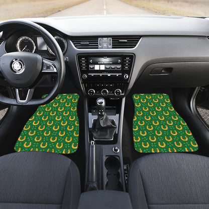 Shamrock Horseshoes Print Pattern Car Floor Mats Front Back