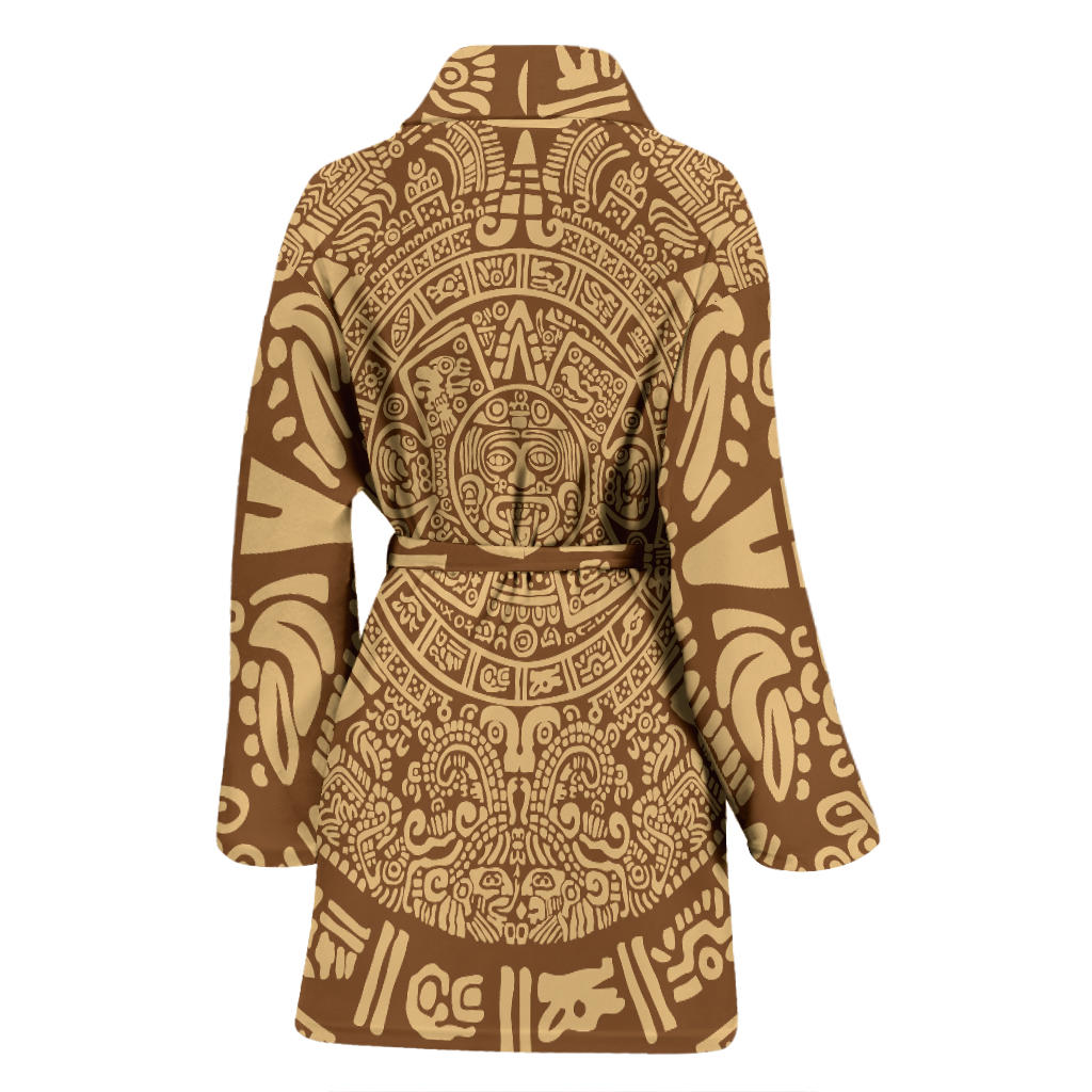 Mayan Pattern Print Design 01 Women Bathrobe