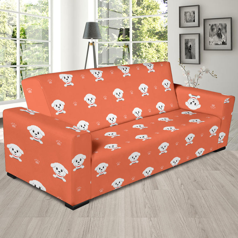 Bichons Frise Pattern Print Design 02 Sofa Slipcover