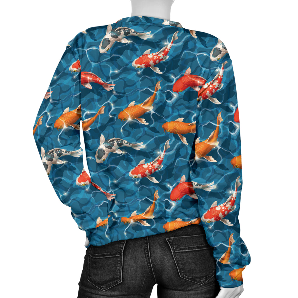 Koi Carp Water Design Themed Print Women Long Sleeve Sweatshirt