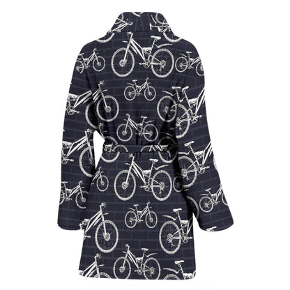 Mountain bike Pattern Print Design 02 Women Bathrobe